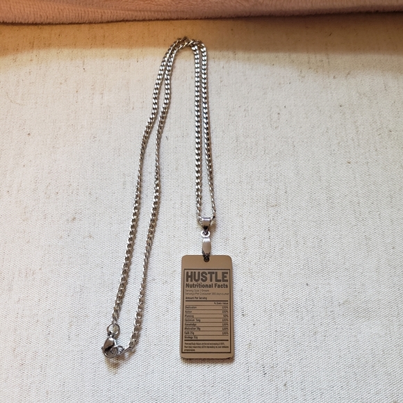 "HUSTLE" Nutrition Facts Pendant Necklace - Picture 5 of 7